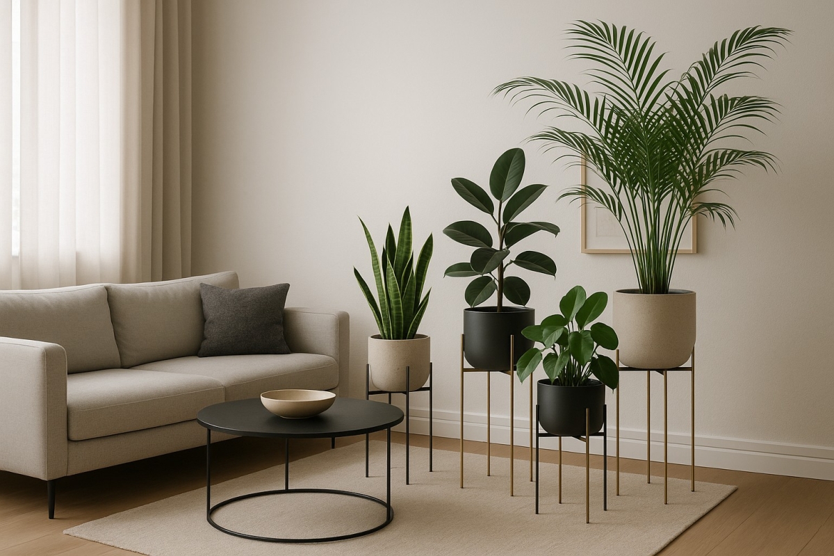 Potted flowers indoors: How to use plant stands for interior design