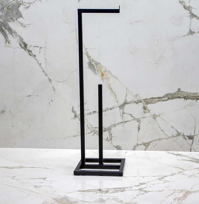 Free Standing Matte Black Toilet Paper Holder Stand Black Marble