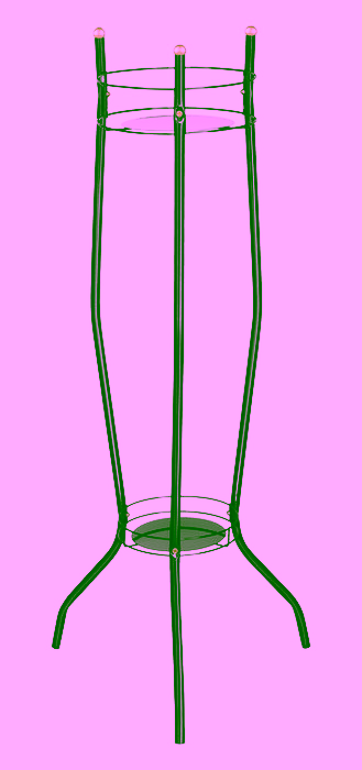 Twisted metal flowerbed for two plants