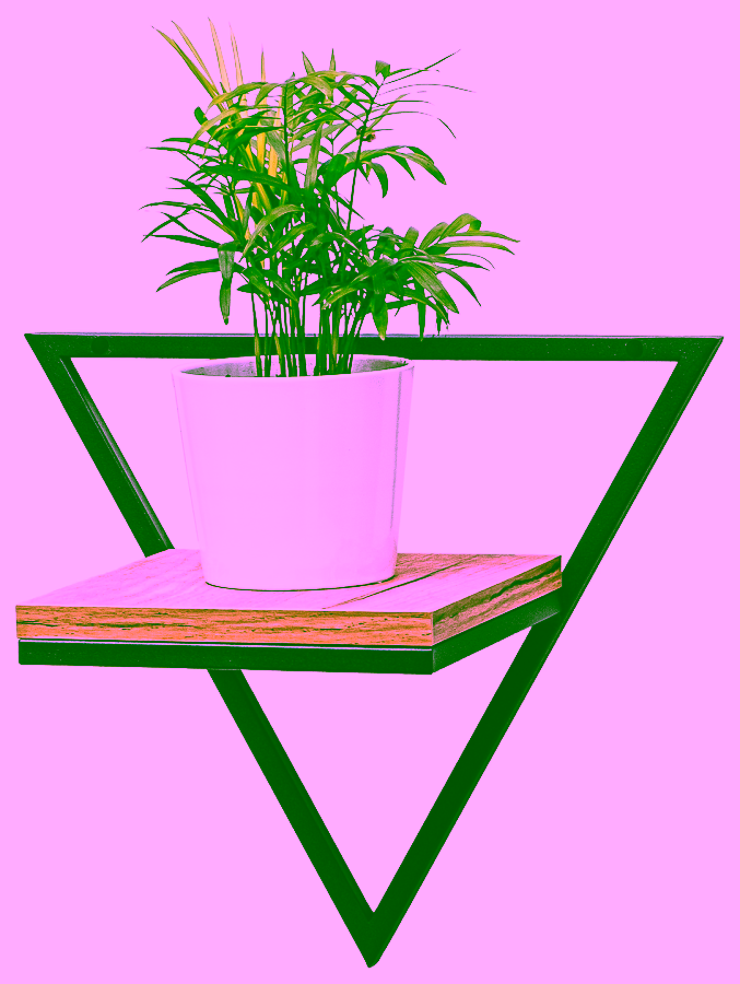 Wall triangle flowerbed with board