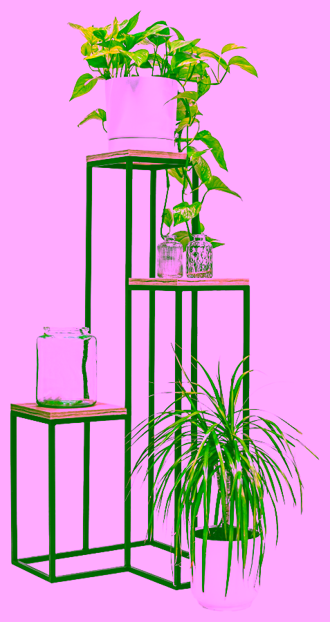 Tiered flower stand with three shelves