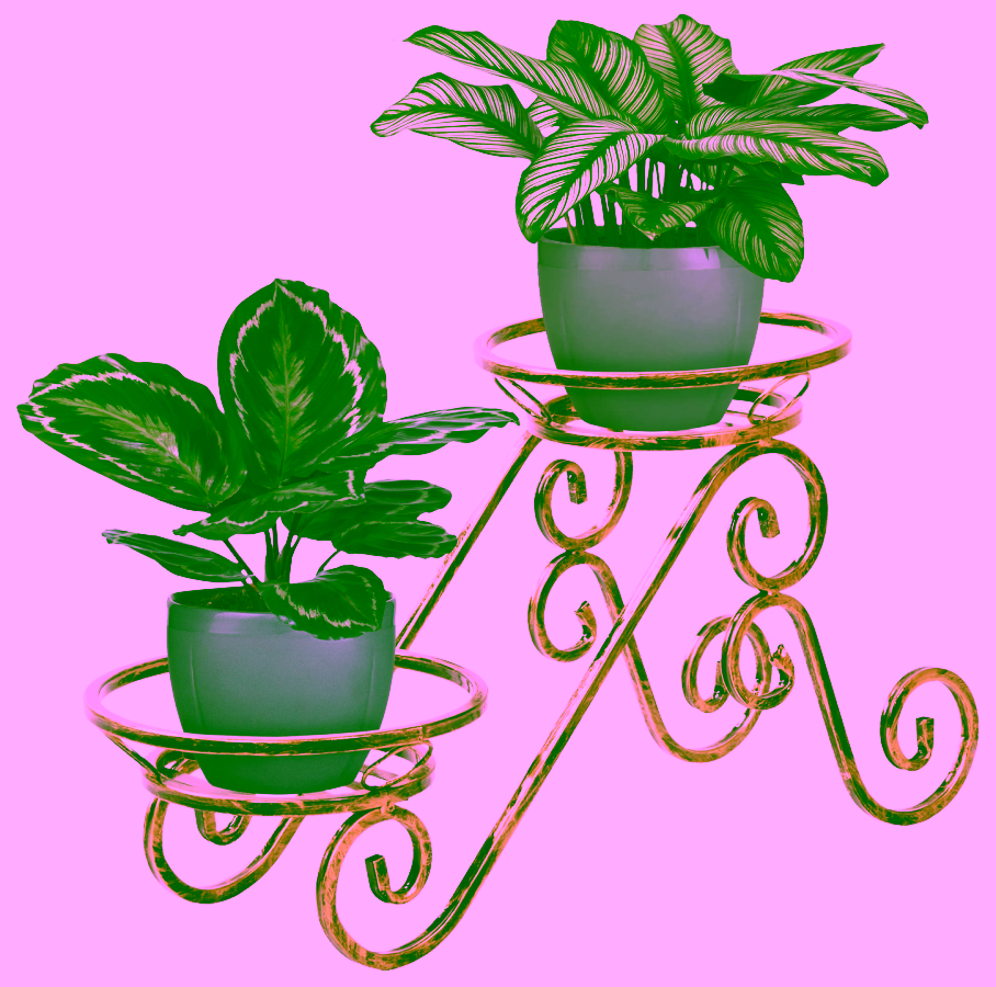 Metal flowerbed for 2 plant pots