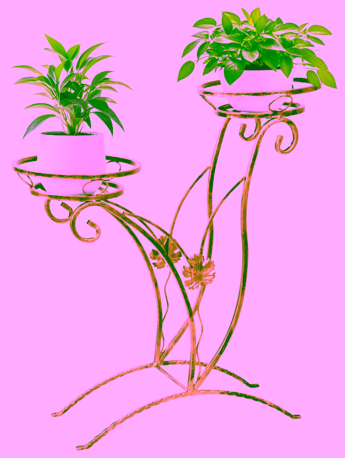 Metal flowerbed for two plants