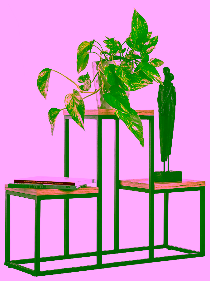 Metal podium flowerbed for 3 plants