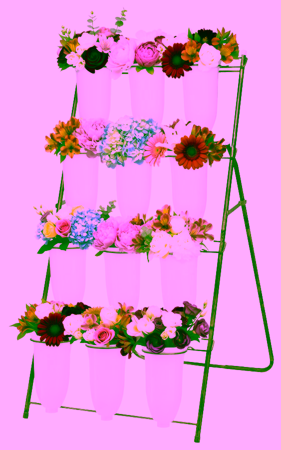 Stand, metal display for cutting flowers.