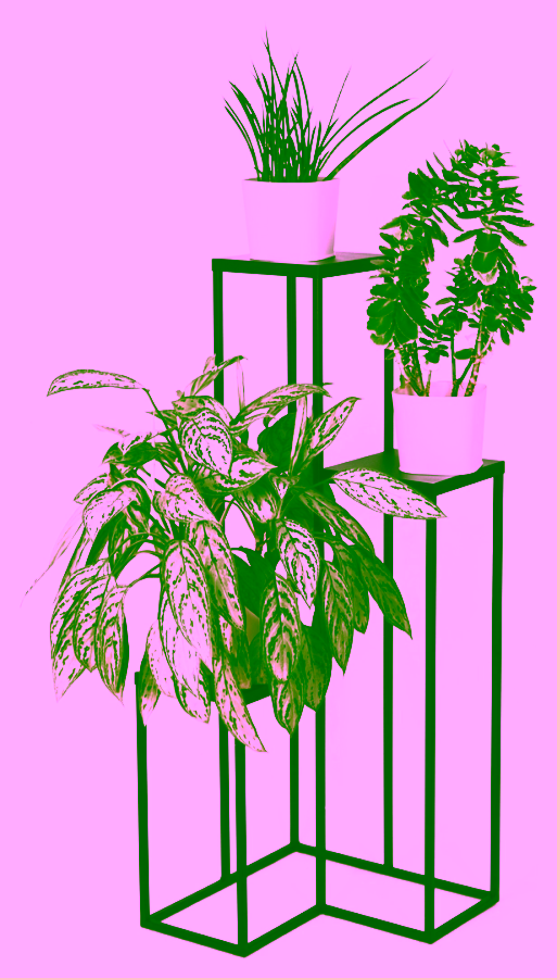 Standing flowerbed. Metal stand for 3 potted plants LOFT