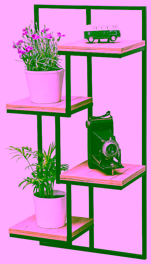 Wall Shelf – Metal Plant Stand with Wooden Shelves