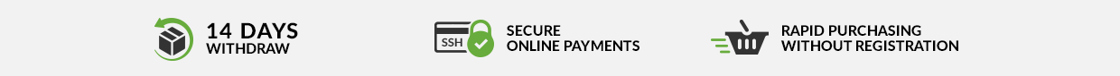 Secure withdraw; secure online payments; rapid purchasing without registration.